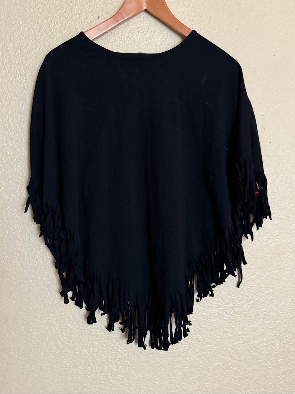 Women’s Medium Fringe Black Pancho Coverup